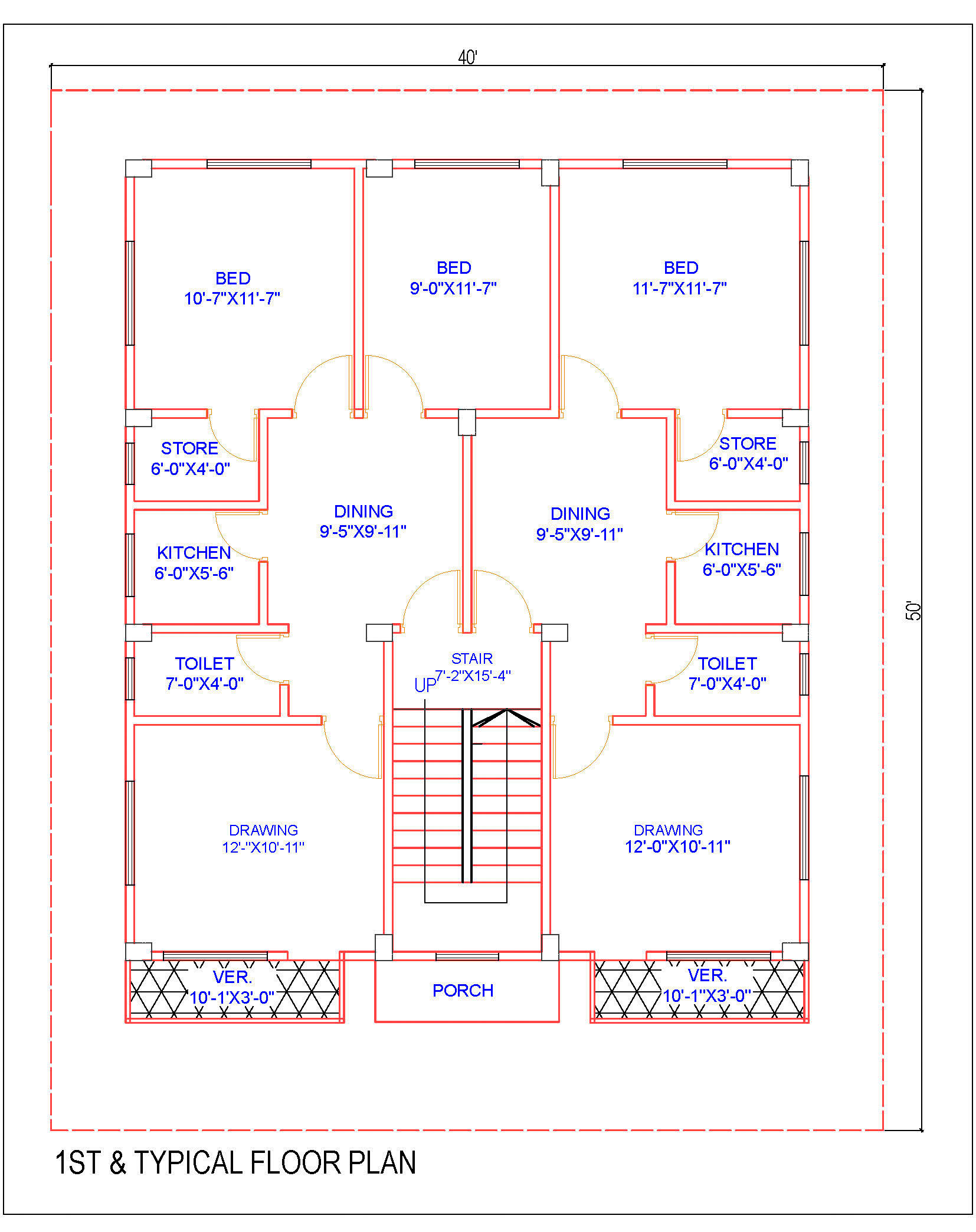 Twin House Residential Building Layout Free AutoCAD DWG